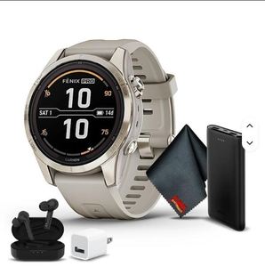Ventes exclusives Garmin Fenix 7S Pro Solar Edition Sapphire GPS Smartwatch avec lampe torche intégrée et charge solaire Sapphire - Product Image 1