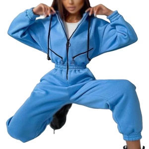 Combinaison-pantalon pour femme avec logo personnalisé, ensemble jogging deux pièces, uni, 100% coton, toile respirante, streetwear, nouvelle mode - Product Image 1