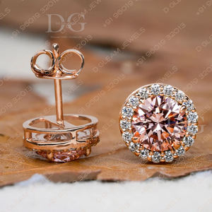 Boucles d'oreilles clous tendance pour femme en argent sterling avec halo de moissanite rose de 2,51 carats, idée cadeau pour mariage chrétien ou anniversaire - Product Image 4