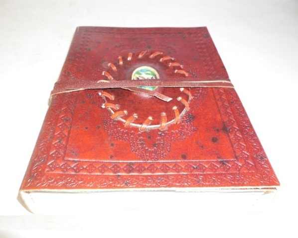 Customizable Genuine Leather Stone Binding Vintage Journal Personalized Travel Writing Notebook with Recyclable Handmade Paper