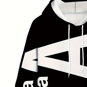 Sweat à capuche d'hiver pour hommes de haute qualité Alphabet élégant dessin impression épais et écologique strass techniques - Product Image 3