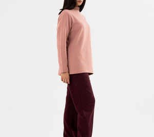 New Design Custom Colors Breathable Soft Knit Turtleneck <b>Sweatshirt</b> Slim Fit <b>Long</b> Front Logo 100% Cotton Korean Style Streetwear - Product Image 4