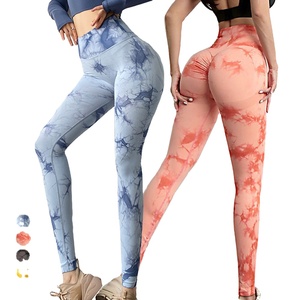 Pantalon de yoga taille haute sans coutures Tie Dye XL Plus respirant Push Workout Fitness Gym Tights Scrunch fesses leggings pour femmes - Product Image 1