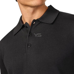 Polo de golf respirant pour hommes Bas côtelé Style jersey décontracté Motif solide avec option multicolore - Product Image 5