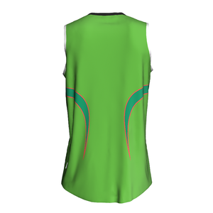 Camiseta de Baloncesto sin Mangas para Hombre, Verde, Cuello en V, Absorbe la Humedad, Estampado Sublimado, Corte Regular, para Todas las Temporadas - Product Image 3