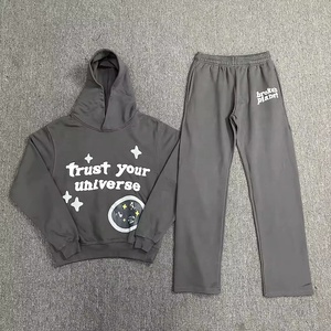 Nuevo estilo de ropa de calle, chándal para hombre, logotipo personalizado, estampado Puff, sudaderas con capucha de gran tamaño y pantalones para correr, conjuntos de 2 piezas, chándal Unisex - Product Image 1