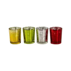 Best Quality Curran Type Silver/Golden and Red Candle Glass Votives