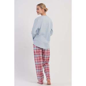 Conjunto de Pijama KADIN 2IPLIK con Cuello Redondo y Manga Larga, Diseño Ovalado - AZUL - AZUL - Product Image 5