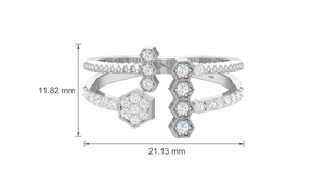 Elegante Anillo de Oro Sólido de 14K para Mujer con 28 Diamantes Naturales, Bañado en Rodio, 0.25Ctw, Corte Brillante, Joyería Moderna para Ocasiones Especiales - Product Image 2