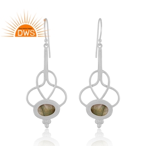 Pendientes colgantes de piedras preciosas de labradorita Natural de plata esterlina más vendidos Fabricante de joyería personalizada - Product Image 4