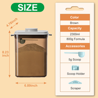 Conteneur hermétique en plastique Ankou 2300ml/800g, anti-fuite, empilable, sans BPA, pour le stockage des aliments, distributeur de lait en poudre