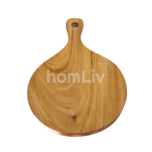 Planche à découper décorative en bois d'acajou naturel fait main, plateau rond en bois massif durable pour servir le fromage et couper les légumes - Product Image 2