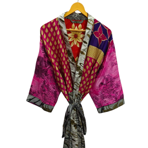 Sari Tissu Kimono Léger Robe Multi Couleur Robe Wrap Robe Femme D'été Sari Soie Kimono Taille Libre Robe - Product Image 1