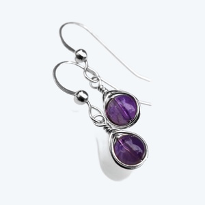 Venta caliente 925 Pendientes colgantes de plata esterlina Forma de amatista natural Juego de alambre Joyería de moda a precio de oferta - Product Image 2