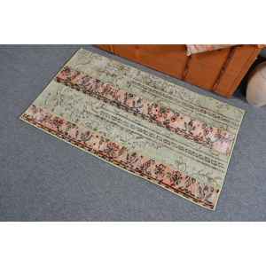 Alfombra Turca de 2.2x3.9 pies, Alfombra Pequeña Vintage, Alfombra con Estampado Animal Verde Marrón - Product Image 3