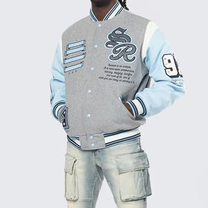 Chaqueta Bomber Personalizada al por Mayor para Hombre, Diseño Personalizado OEM, Logotipo Bordado, Chaqueta Universitaria, Chaquetas de Cuero PU para Hombre - Product Image 2