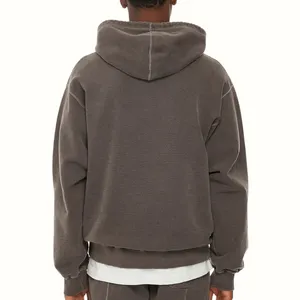 Sudadera con capucha de lavado ácido vintage personalizada para hombre, Jersey estampado desgastado francés pesado sin hilo, bordado de invierno - Product Image 2