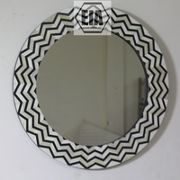 Miroir mural rond en MDF avec incrustations de os, style moderne, art indien exotique, décoratif, pour salle de bain, thème Thanksgiving, couleur or