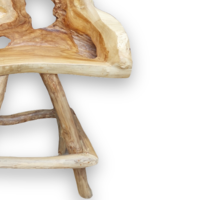 Tabouret de bar et de salle à manger Lenong en racine de teck, monoplace, robuste et durable, style antique, pour villa, usage commercial et extérieur