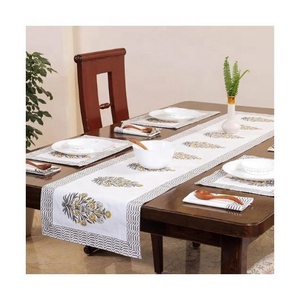 Table brodée numérique de haute qualité 100% pur coton taille personnalisée nouveaux chemins de Table de couleur Beige uni conçu - Product Image 3