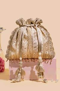 Indian Ethnic Eco-Friendly Durable Polyester Potli Bag for <b>Bride</b> Mehendi Ceremony Handbag Customizable Size Ladiesclutches More - Product Image 2