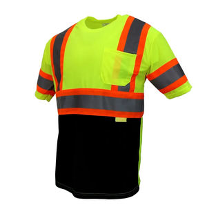 Custom Made Men's High Vis Safety <b>Work</b>-wear Short Sleeve Reflective Tshirt with <b>Waterproof</b> Feature Customizable Logo - Product Image 1