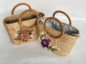 Sac à main élégant en jacinthe d'eau de style vintage avec poignées en rotin élégantes fermeture ouverte à deux sangles accessoire de mode écologique - Product Image 2