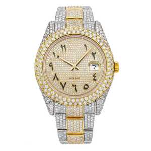 Reloj mecánico de cristal de 41mm de Hip Hop con hielo personalizado Moissanite diamante antiguo banda de acero inoxidable número arábigo moda lujosa - Product Image 1