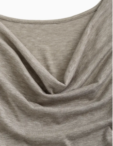 Vêtements personnalisés pour femmes T-shirt uni à manches courtes avec cordon de serrage, haut décontracté à col bénitier pour femmes de grande taille - Product Image 4