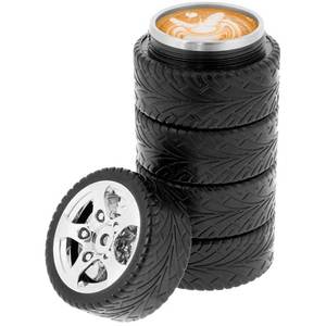 <b>Stainless</b> <b>Steel</b> 800ml Water <b>Bottle</b> Straw Vacuum Flask <b>Bottle</b> Tire Shaped Thermos for Drinkware Stacked Tire <b>Stainless</b> <b>Steel</b> - Product Image 1