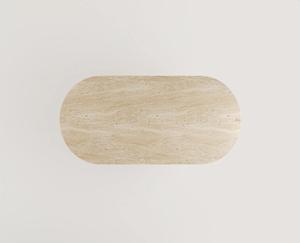 Table basse élégante en pierre de travertin avec base hexagonale, design moderne minimaliste, finition naturelle durable pour la décoration intérieure - Product Image 5