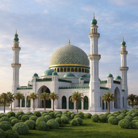 Pièce d'art religieux islamique en marbre blanc, détails sculptés à la main pour l'extérieur de mosquée, design moderne, durable, taille personnalisable, projet