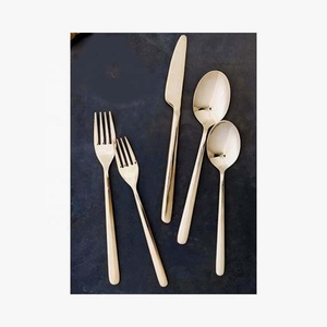 Wholesale Customized Logo <b>Gold</b> Plated Hammered Design Handle With Unique <b>Gold</b> Modern Look Flatware Set - Product Image 3