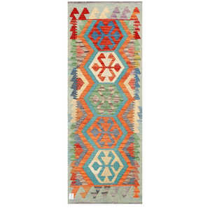 Alfombra Kilim de Maimana, Afganistán, 166 x 63 cm, Alfombras y Juegos de Alfombras - Product Image 1