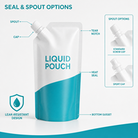 Pochette à bec verseur personnalisée imprimée pour suppléments liquides, thermoscellable, avec bouchon, plusieurs options de volume pour lait et aliments pour bébés