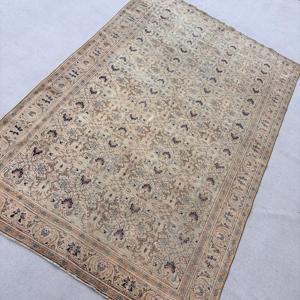 Turkish 6.4x9.9 ft Rug, Large Vintage Rug, <b>Brown</b> Floral <b>Wool</b> Rug - Product Image 2