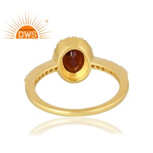 Latest Selling <b>925</b> Sterling <b>Silver</b> 18K Gold Plated Natural Cz & Garnet Gemstone <b>Ring</b> Demi Fine Jewelry Manufacturer - Product Image 2