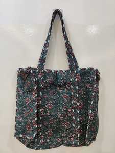 กระเป๋าโท้ทผ้าฝ้ายพิมพ์ลายบล็อกทำมือ เย็บด้วยเครื่องจักร สำหรับผู้หญิง ทันสมัย น้ำหนักเบา เป็นมิตรกับสิ่งแวดล้อม เหมาะสำหรับใส่ของช้อปปิ้ง สะพายไหล่ - Product Image 2