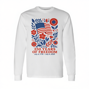 T-Shirt a Maniche Lunghe Patriottica per il 4 Luglio, 250° Anniversario, 250 Anni di Libertà, per Uso Promozionale - Product Image 2