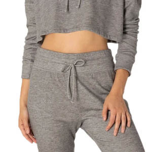 Sudadera Corta con Capucha para Mujer, Color Sólido, Manga Larga, Ligera, 100% Algodón, Felpa, Transpirable y Ecológica - Product Image 4