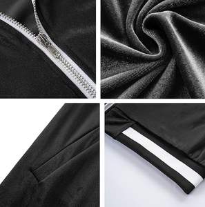 Survêtement en velours unisexe avec logo personnalisé Survêtement en velours avec broderie personnalisée Ensemble sweat à capuche et jogging en velours de haute qualité - Product Image 5