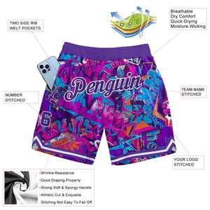 กางเกงบาสเก็ตบอลแฟชั่นฤดูร้อนแบบยูนิเซ็กซ์ลาย Hellstar สไตล์เรโทร ผ้าตาข่าย - Product Image 2
