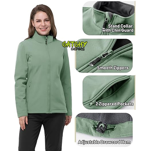 Femmes imperméable équitation Soft Shell vestes fermeture éclair complète avec doublure polaire dames chaud Softshell veste coupe-vent - Product Image 6