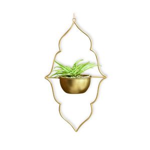Customized Hanging Gold Metal Planter Holder Outdoor Window Decor <b>Plants</b> Flowers Pot Garden Home Yard Wholesale Made in India - Product Image 1