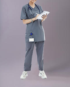 Performance Manufacturer Medical Scrub Front <b>Nurse</b> Uniforms Custom Unisex Clinical Hospital Uniforms Polyester Spandex Scrubs - Product Image 3