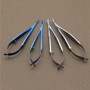 Instrumentos de microcirugía oftálmica de titanio Tijeras quirúrgicas corneales derecha/izquierda Fuente de alimentación manual - Product Image 3