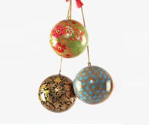 Christmas Decorative Kashmiri Paper Mache Balls 3 Inch Set of 4 Look Decorative Ornaments for Living Room by AYAANS - Product Image 6