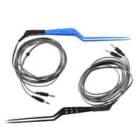 Câble réutilisable pour forceps électriques bipolaires, 3 mètres, silicone et métal, double connecteur banane 4,0 mm, prise 3 broches Ex IEC AHA Tab