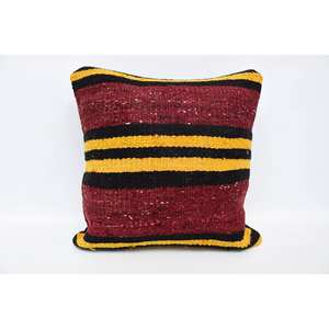 Kilim en laine multicolore 18x18 pouces Coussin décoratif tissé Vintage Leaves Print Pattern Portable for Bedding Sofa Christmas Use - Product Image 1