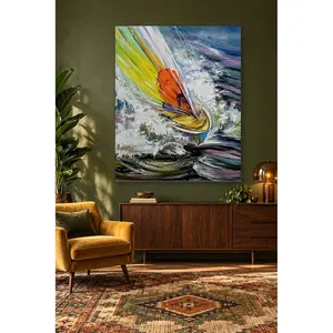 Impression sur toile de voilier coloré Fida sur vagues moussées - Product Image 2